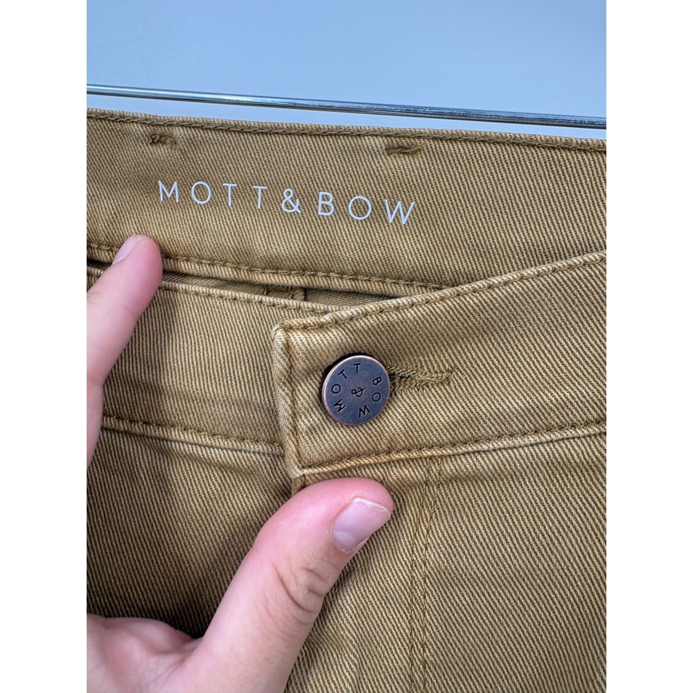Mott & Bow Slim Fit Jeans Mens 35x30 Camel Brown Khaki Premium Denim Pants - Picture 4 of 5